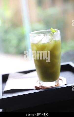 Iced Japanese green tea drink