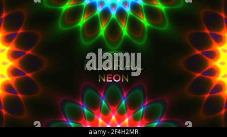 Abstract floral neon background design vector illustration. Stock Vector