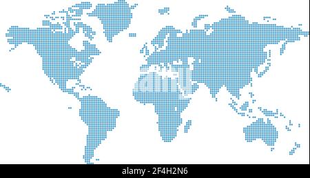 Octagons Flat Map World Background Stock Vector