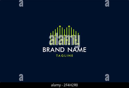 Letter M Smart Home Circuit Technology Logo Vector Template Design suitable for smart home service or product Stock Vector