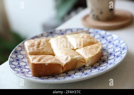 Taiwan toast with taiwan milk tea , Taiwanese food Stock Photo