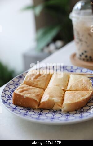 Taiwan toast with taiwan milk tea , Taiwanese food Stock Photo