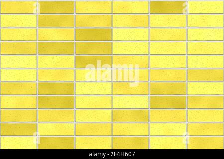 Multiple bricks with different shades of yellow and white lines, can be used as wallpaper. Yellow brick wall, texture Stock Photo