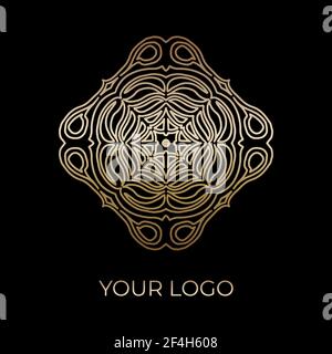 Luxury logo template. Vintage badge frame flourishes. Modern elegant logo design Stock Vector