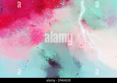 Abstract light background with red, pink, blue, violet and white pattern with white lightning. Abstract swirls colourful. Psychedelic Backdrop Stock Photo