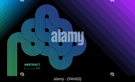 Abstract curved line stripes on dark background vector illustration. Stock Vector