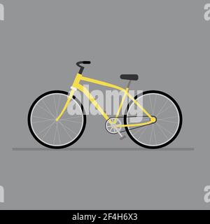 Yellow city bike on a gray background. Vector flat illustration. Stock Vector