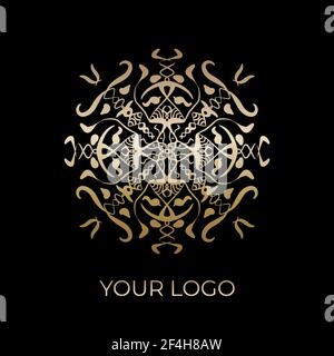 Luxury logotype in the shape of a flower for antique boutique. Stock Vector