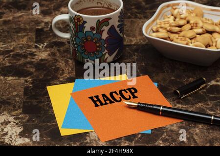 HACCP Hazard Analysis Critical Control Points. Medical concept. Safety Food Healthcare Certification. Healthy Nutrition Standards. Stock Photo