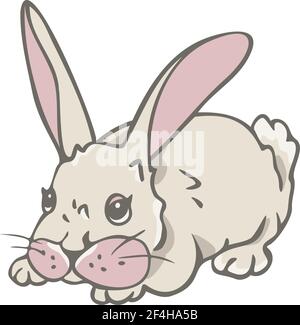 Vector illustration of cute little rabbit. Sitting hare. Stock Vector