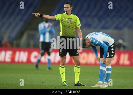 Rome, Italy. 21st Mar, 2021. ROME, Italy - 21.03.2021: in action during the Italian Serie A league 2021 soccer match between AS ROMA VS NAPOLI at Olympic stadium in Rome. Credit: Independent Photo Agency/Alamy Live News Stock Photo