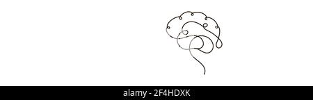 single hand drawn one line brain. Scribble. Vector illustration on white background Stock Vector