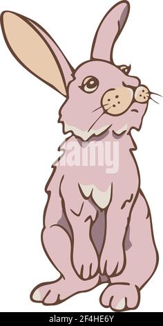 Vector illustration of cute rabbit. Standing hare. Stock Vector