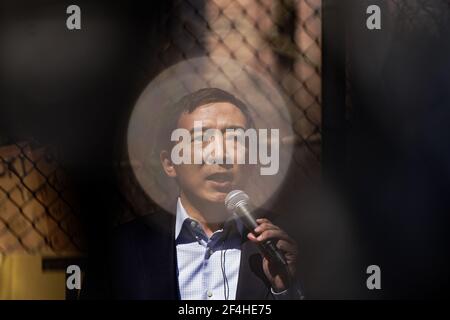 New York City, USA. 20th Mar, 2021. New York City mayoral candidate Andrew Yang speaks during a Stop The Hate rally in Chinatown in New York City, USA. Credit: Chase Sutton/Alamy Live News Stock Photo