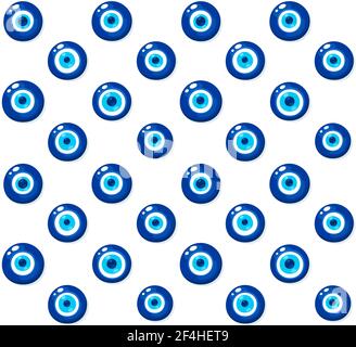 Nazar Boncugu, Turkish Evil Eye. Blue glass eye seamless pattern. Vector art background texture illustration. Stock Vector