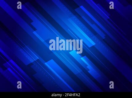 Abstract technology futuristic concept blue glowing diagonal stripes layered on dark background. Vector illustration Stock Vector