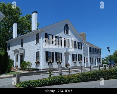 Street of old colonial houses in Plymouth, Massachusetts Stock Photo