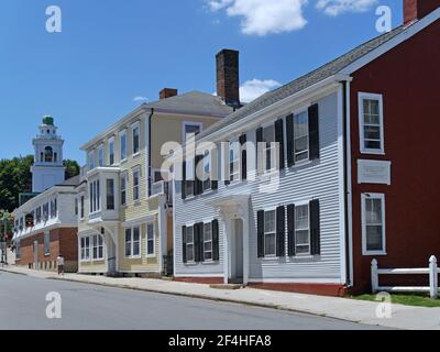 Street of old colonial houses in Plymouth, Massachusetts Stock Photo