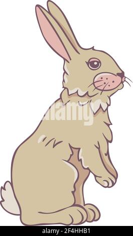 Vector illustration of charming rabbit. Standing hare. Stock Vector