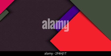 Banner web template design red, blue square overlapping layer with stripes with shadow on grid background. Vector illustration Stock Vector