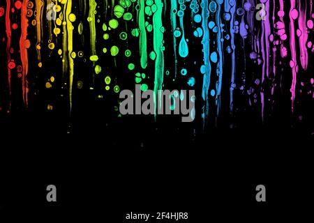 Colorful abstract acrylic dripping painting. Free flowing cells. Pouring. Stock Photo