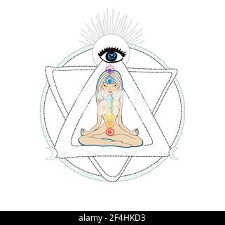 Woman with third eye, psychic supernatural senses Stock Vector