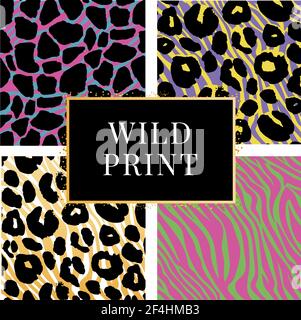 A collection of four different animal print backgrounds. Eps 10 Stock Vector