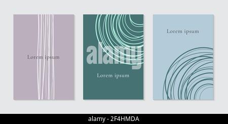 Set of cover brochure hand drawn circle, lines simple background. Vector illustration Stock Vector