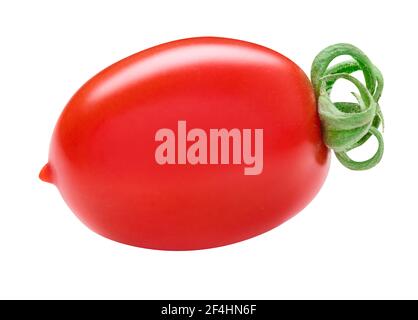 San Marzano one tomato. Single plum cherry juicy tomatoes isolated on white. Italian fresh vegetables. Organic raw vegan healthy food vegetable. Farm Stock Photo