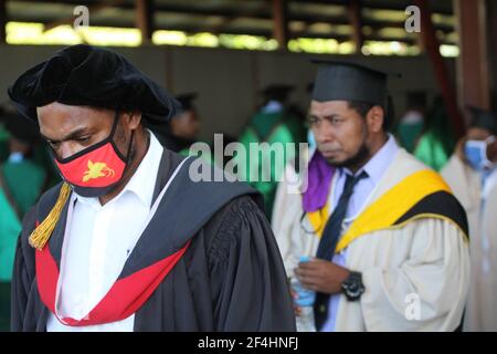 Guests at Divine Word University's 39th graduation ceremony in 2021 at Madang, Papua New Guinea Stock Photo