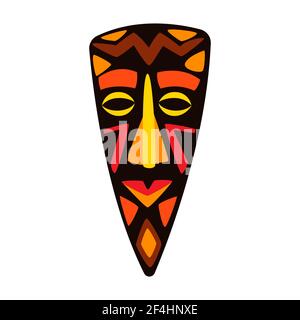 Illustration of stylized African mask. Tribal ornament and decoration. Stock Vector