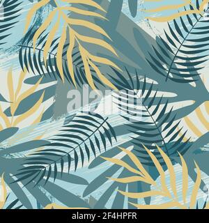Modern seamless pattern with tropical plant leaves. Abstract design. Vector illustration.. Doodle Stock Vector