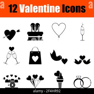 Valentine Icon Set. Cute and Smooth Glyph Design. Fully editable vector illustration. Text expanded. Stock Vector