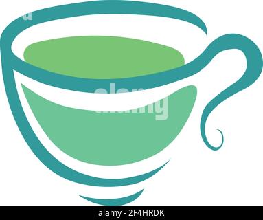 Teacup - Thin Line Green Tea Icon stock illustration vector Stock Vector