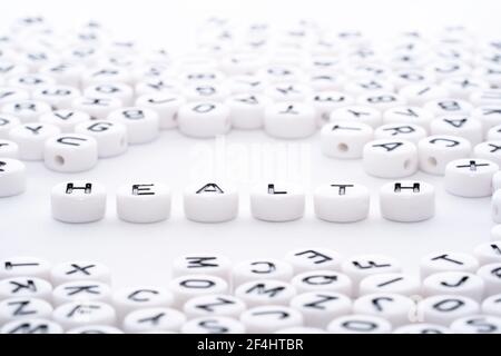 Health word written on a block of white alphabets Stock Photo