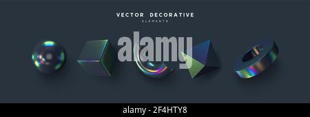 Set of 3d render primitives. Stock Vector
