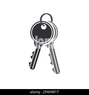 Couple of door keys, simple gray icon isolated on white Stock Vector