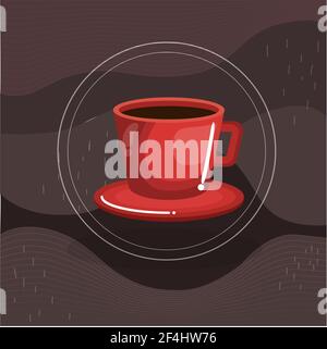 red cup of coffee . design poster. vector illustration drinks for different parts of the day from dawn till dusk Stock Vector