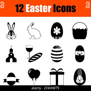 Easter Icon Set. Cute and Smooth Glyph Design. Fully editable vector illustration. Text expanded. Stock Vector