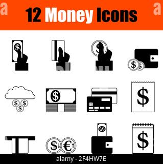 Money Icon Set. Cute and Smooth Glyph Design. Fully editable vector illustration. Text expanded. Stock Vector