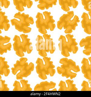 Illustration on theme big pattern identical types walnut, nut equal size. Walnut pattern consisting of natural nut for colored print on wallpaper. Abs Stock Vector