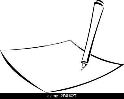 Notes icon, Writing, Pen and Paper, Signing business document, Checklist, Corporate Business office files, Editable stroke, stock illustration Stock Vector