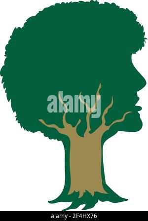 Tree with human face stock illustration vector isolated in white background Stock Vector