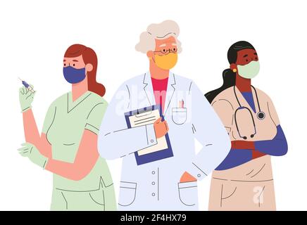 Doctors and nurses characters in face mask Stock Vector Image & Art - Alamy