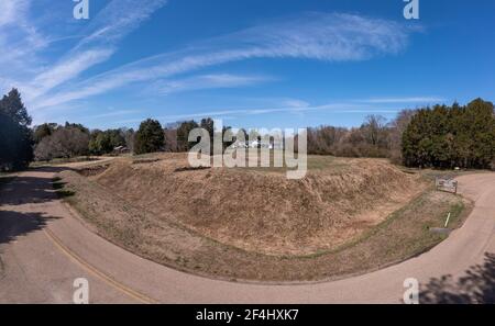 Closeup  view of Fort Hoke earthworks with cannon gun loopholes in Richmond Virginia defense line  protected the confederate city from the union force Stock Photo