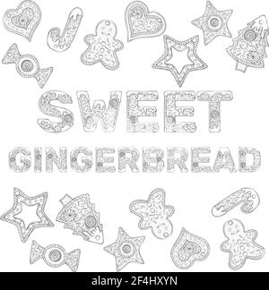 Gingerbread lettering sweet gingerbread Stock Vector
