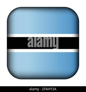 Glass light ball with flag of Botswana. Squared template icon. National symbol. Glossy realistic cube, 3D abstract vector illustration highlighted Stock Vector