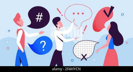 People with dialogue conversation bubbles, messages communication concept with man woman Stock Vector
