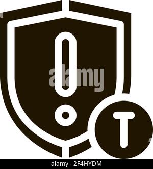 Cautionary Shield Icon Vector Glyph Illustration Stock Vector