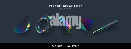 Set of 3d render primitives. Stock Vector